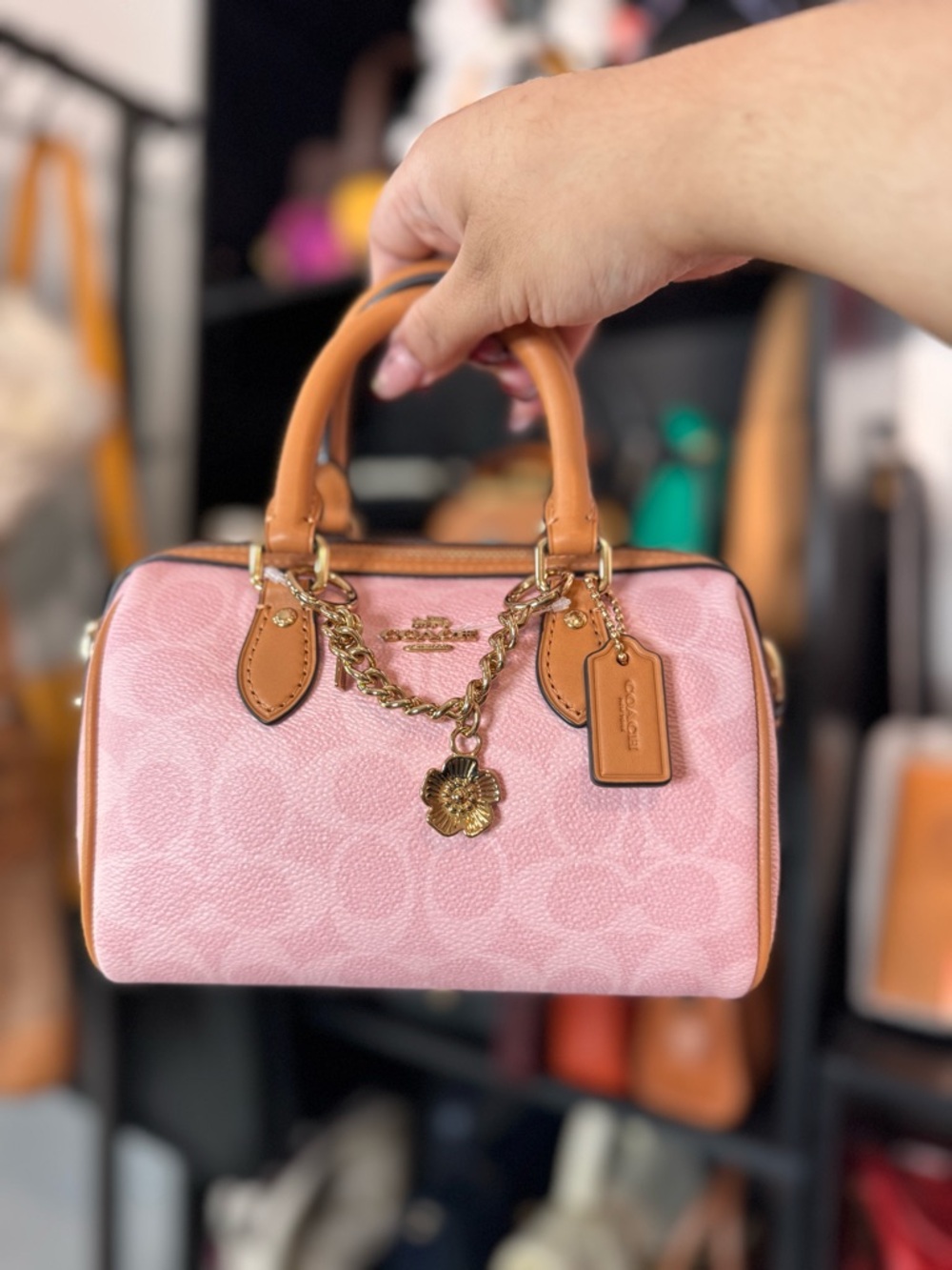 Coach Powder Pink Mini Rowan Sig with Tan Trim - Picture 6 of 7